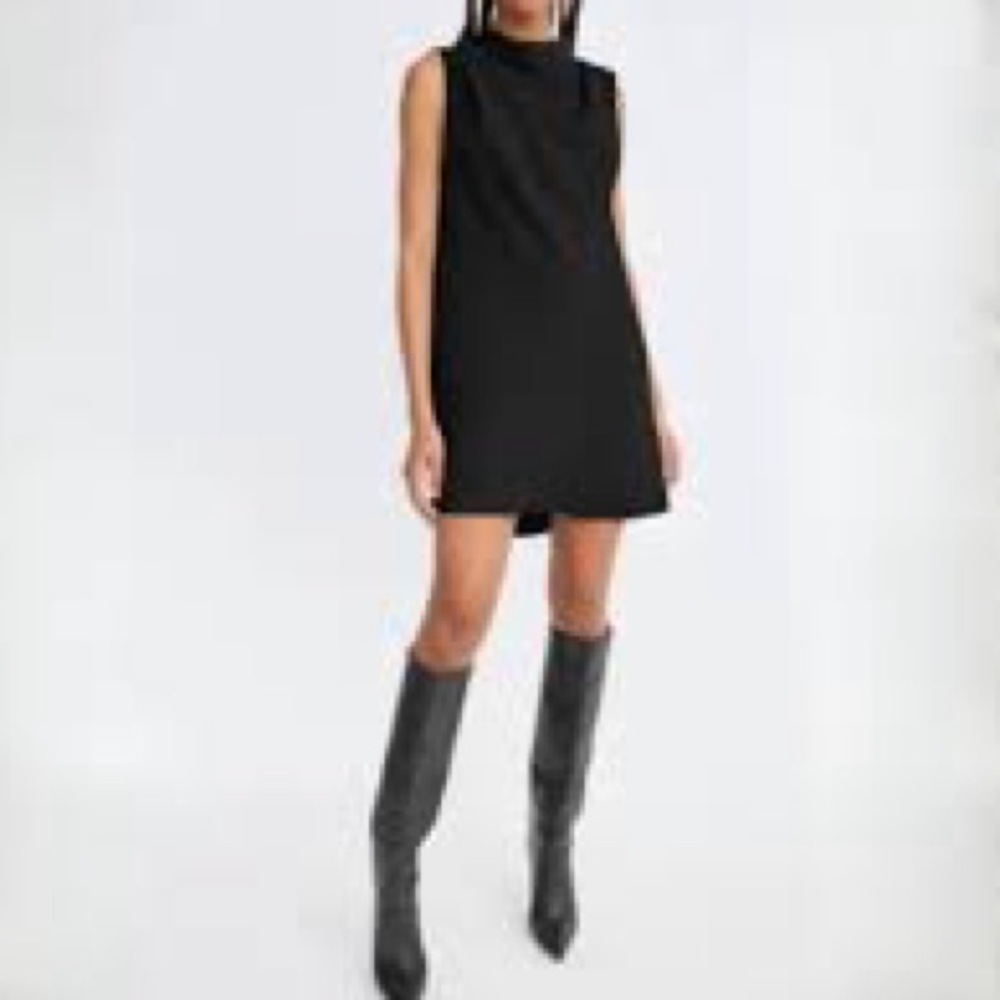 Aritzia Wilfred Nori Faux Suede Black Tunic Dress Sz XS